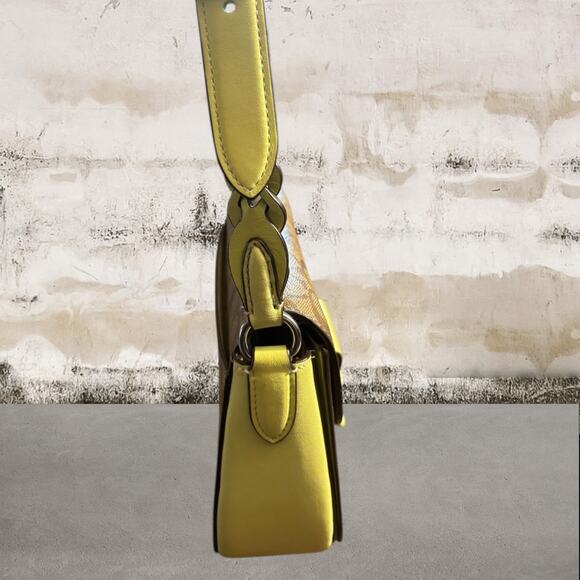 Coach Morgan Saddle Bag In Signature Canvas Silver/Khaki/Pale Lime - Picture 4 of 9